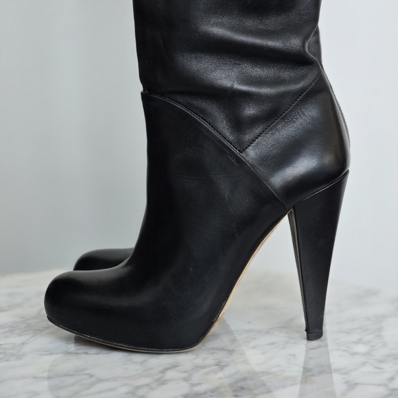 BALLY Estelle Pull On High Heel Black Leather Boot Size US 5 - Picture 6 of 12